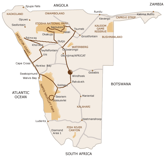 Carte de Namibie