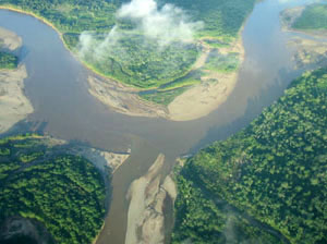 Bolivie, yungas, rurrenabaque, vue aerienne du rio beni